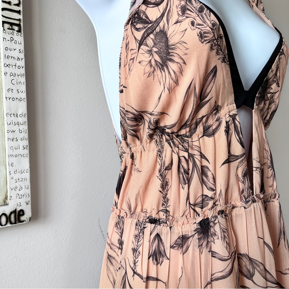 REISS Floral Print Blush Maxi Dress Size 6 - Picture 6 of 15
